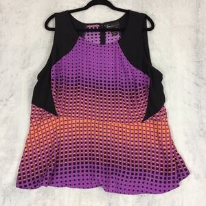 Lane Bryant Sleeveless Printed Shirt Sz 22 Zipper Back Tank Top Flowy Polyester